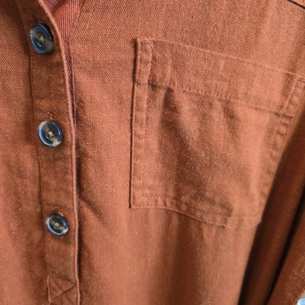 NWT Sonoma Rust Orange Button-Up Mini Dress Small - Picture 6 of 6